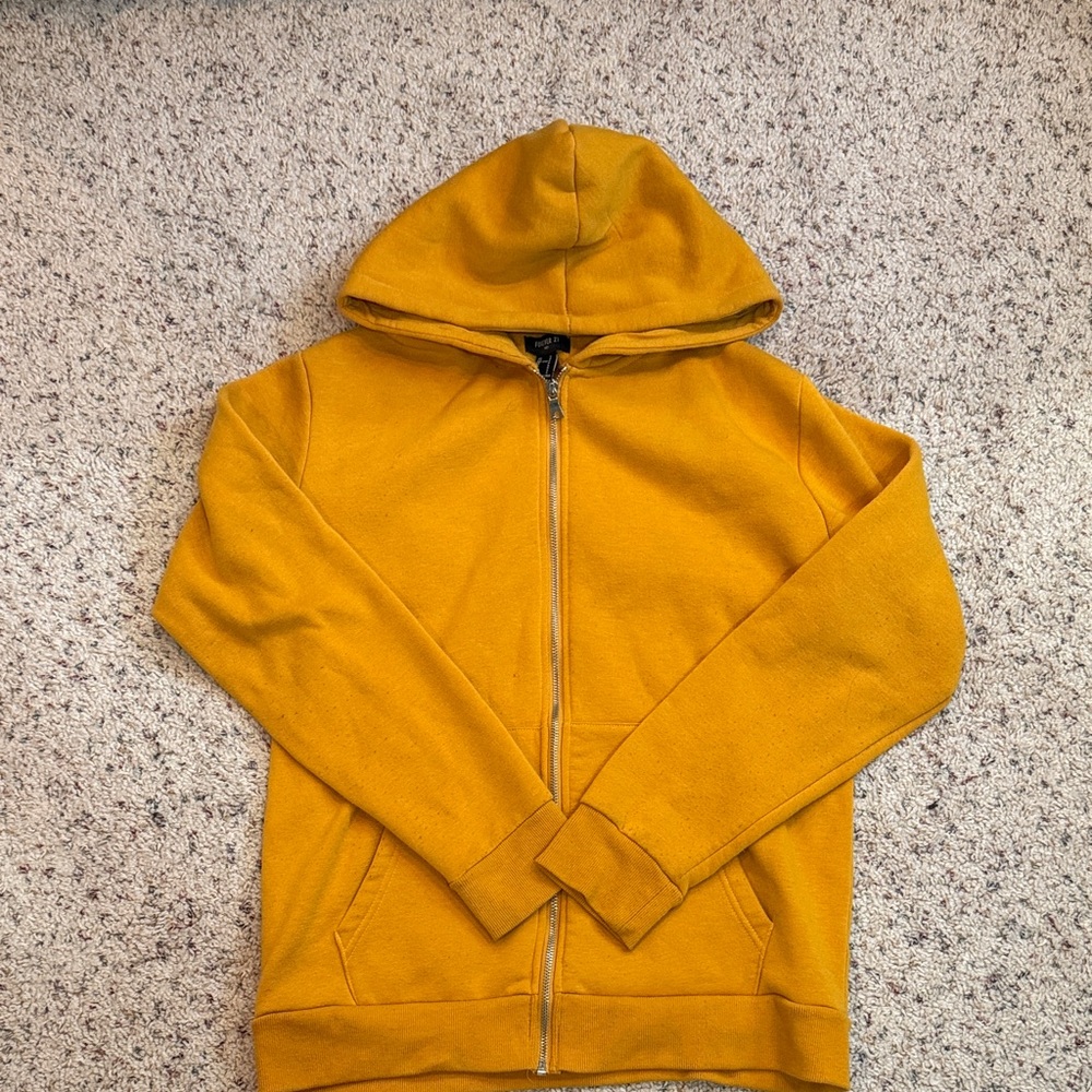 Forever 21 Mustard Yellow Zip Up Sweater